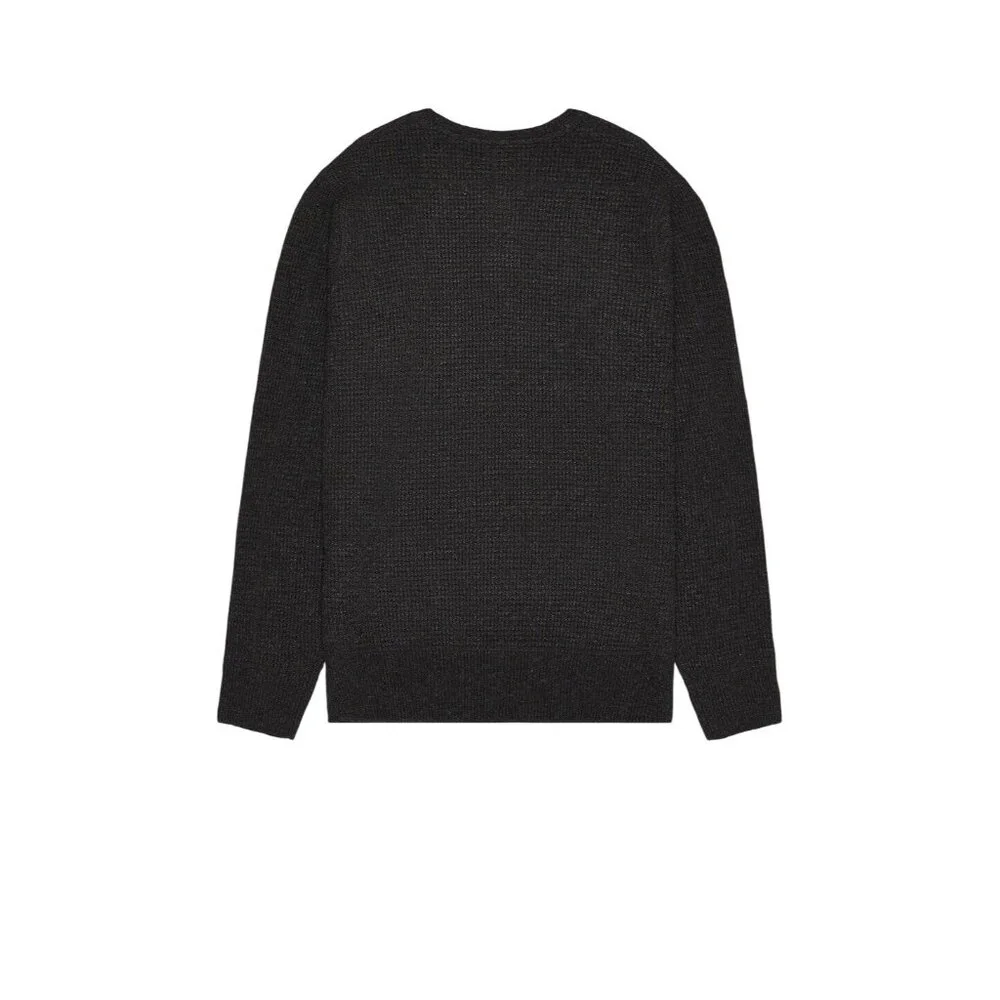 Schott Button Henley Sweater in Black Small New Mens Long Sleeve Top